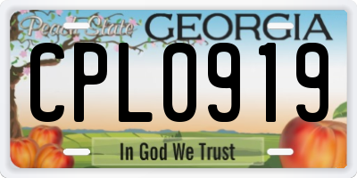 GA license plate CPL0919