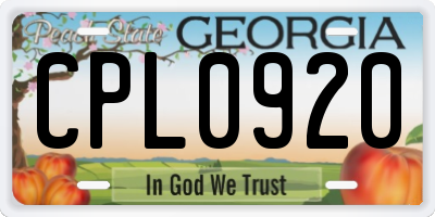 GA license plate CPL0920