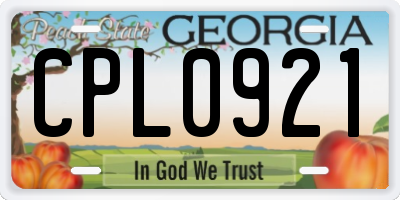 GA license plate CPL0921