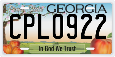 GA license plate CPL0922