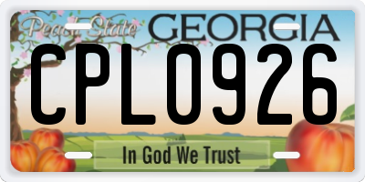 GA license plate CPL0926