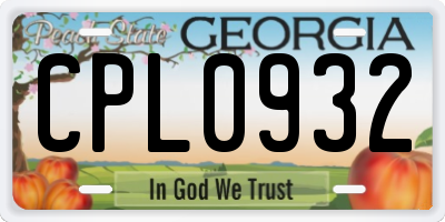 GA license plate CPL0932