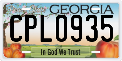 GA license plate CPL0935