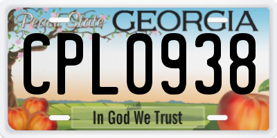 GA license plate CPL0938