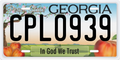 GA license plate CPL0939