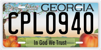 GA license plate CPL0940