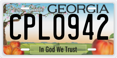 GA license plate CPL0942