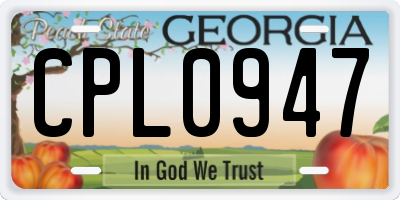 GA license plate CPL0947