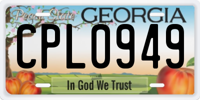 GA license plate CPL0949