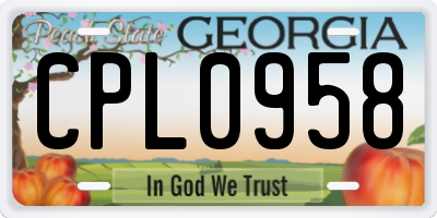 GA license plate CPL0958