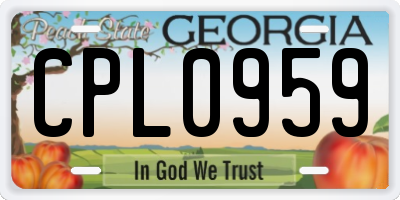 GA license plate CPL0959