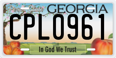 GA license plate CPL0961