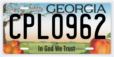 GA license plate CPL0962