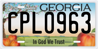 GA license plate CPL0963