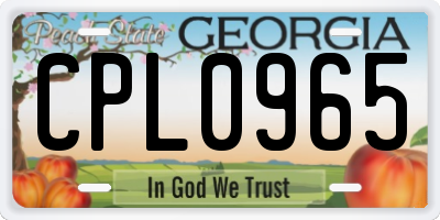 GA license plate CPL0965