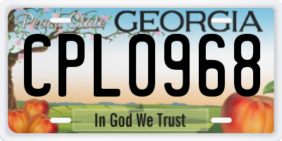 GA license plate CPL0968