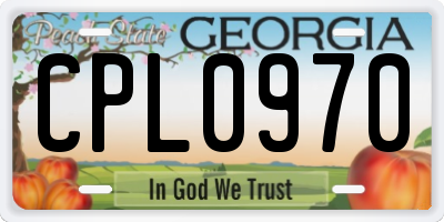 GA license plate CPL0970