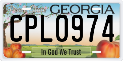 GA license plate CPL0974
