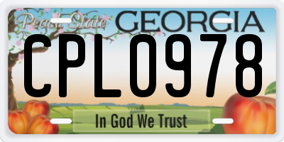 GA license plate CPL0978
