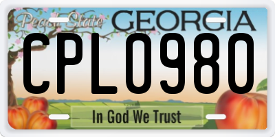 GA license plate CPL0980
