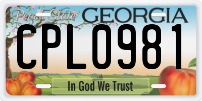 GA license plate CPL0981