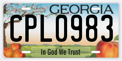 GA license plate CPL0983