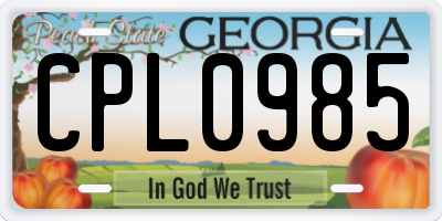 GA license plate CPL0985