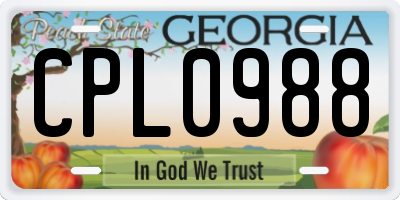 GA license plate CPL0988