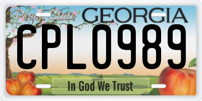 GA license plate CPL0989