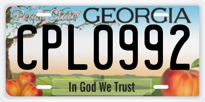 GA license plate CPL0992