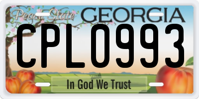 GA license plate CPL0993
