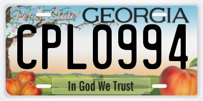 GA license plate CPL0994