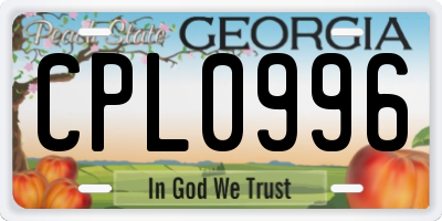 GA license plate CPL0996