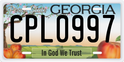 GA license plate CPL0997