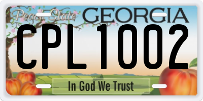 GA license plate CPL1002