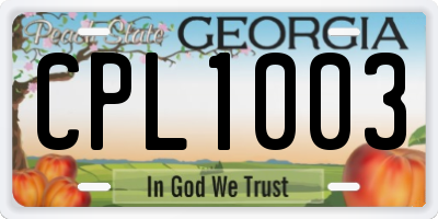 GA license plate CPL1003