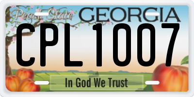 GA license plate CPL1007