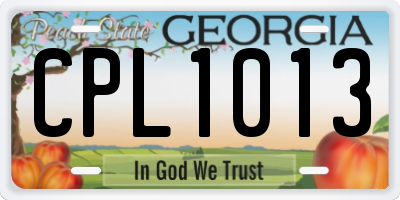 GA license plate CPL1013