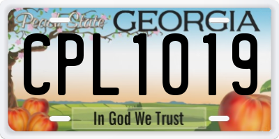 GA license plate CPL1019