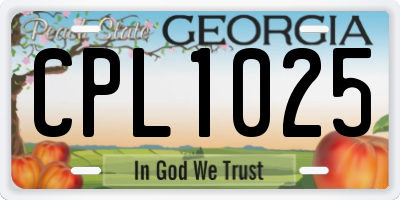 GA license plate CPL1025