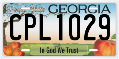 GA license plate CPL1029