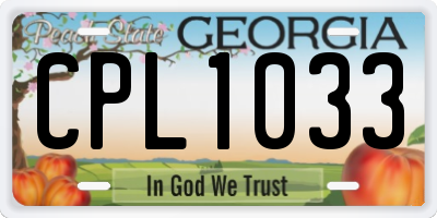 GA license plate CPL1033