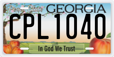 GA license plate CPL1040