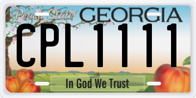 GA license plate CPL1111
