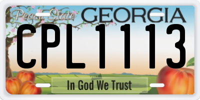 GA license plate CPL1113