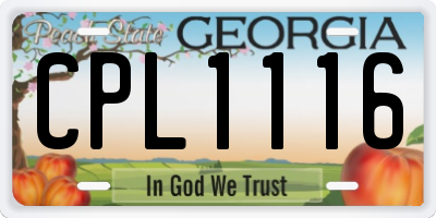 GA license plate CPL1116