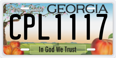 GA license plate CPL1117