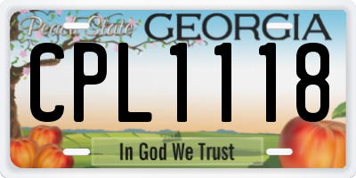 GA license plate CPL1118