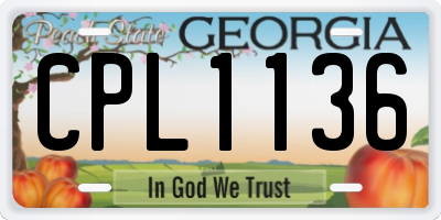 GA license plate CPL1136