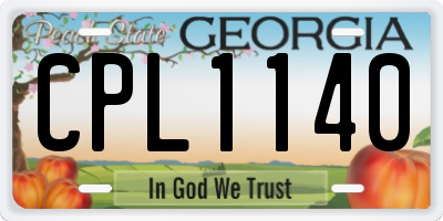 GA license plate CPL1140